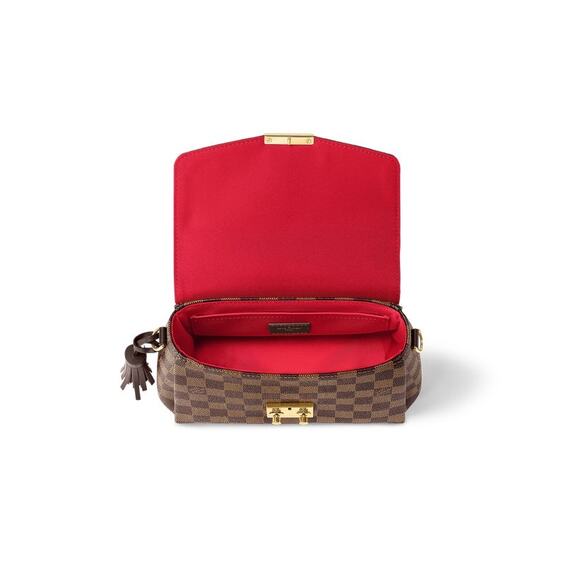 New Louis Vuitton Croisette Damier Ebene Shoulder Bag Brown Red Canvas Small LTD - Picture 4 of 16